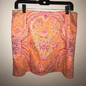 J. Crew Orange/pink patterned skirt
